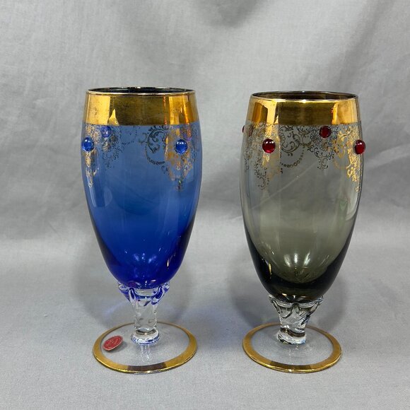 Murano Dining Vtg Venetian Murano Art Glass Footed Goblet Glassware murano-dining-vtg-venetian-murano-art-glass-footed-goblet-glassware